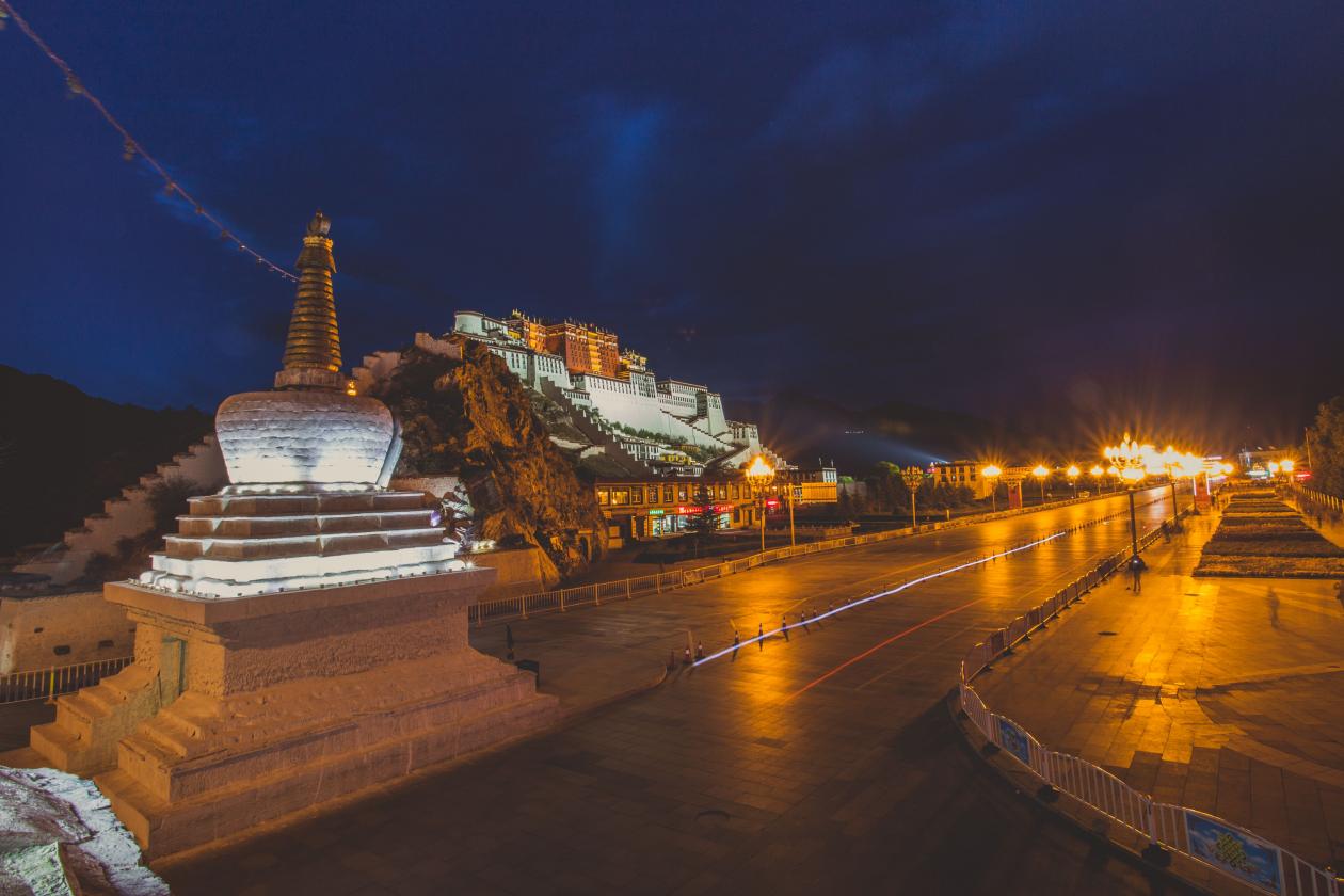 Potala Palace at night in Tibet